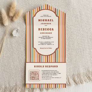 Casamento QR Code Listras Coloridas Retro dos Anos