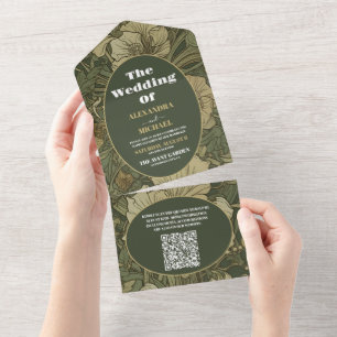 Casamento QR CodeVintage Floral Art Nouveau