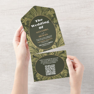 Casamento QR CodeVintage Floral Art Nouveau