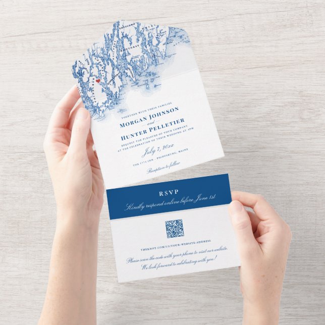 Casamento QR de Marinho Elegante de Phippsburg Mai (Aba destacável)
