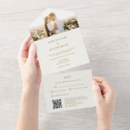 Casamento QRCode do Monograma Dourado Clássico Ele