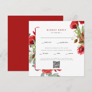 Casamento Quadrado Floral Vermelho Elegante Código