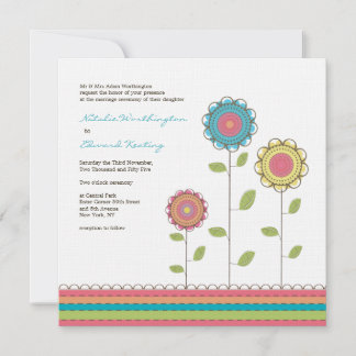 Casamento Quadrado Rainbow Tall Flowers Convite