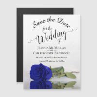 Casamento Real Azul-Rosa Chic Salve o ímã de data