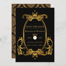 Casamento Real Dourado Negro Salva Cartões De Data