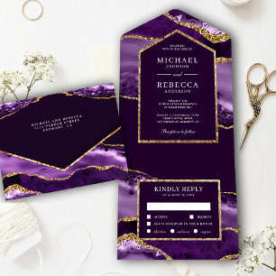 Casamento Real Roxo e Dourado Agate Marble
