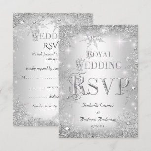 Casamento Real RSVP Coroa de Prata Inverno Encanta