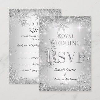 Casamento Real RSVP Coroa de Prata Inverno Encanta