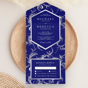 Casamento Redemoinho de Folha de Prata Azul Real