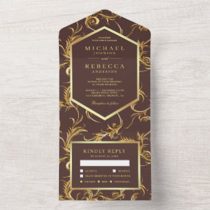 Casamento Redemoinho de Folha Dourada Café Espress