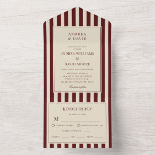 Casamento Retro com Bordas de Listras de Marfim e 