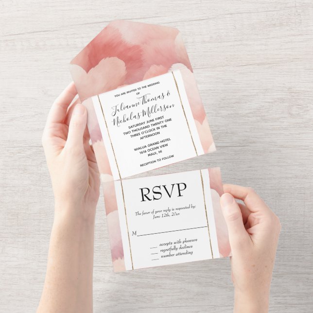 Casamento Romântico Blush Pink Peach Corações Doce (Aba destacável)