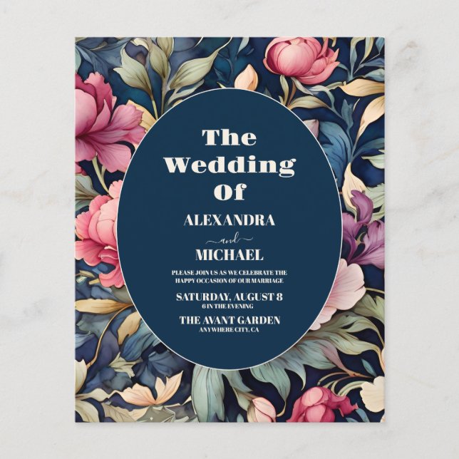 Casamento Romântico de Flores Rosa Suaves do Orçam (Frente)