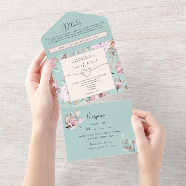 Casamento Romântico Floral Toile (Aba destacável)