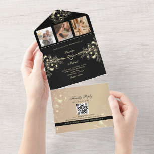 Casamento Romântico Preto e Dourado
