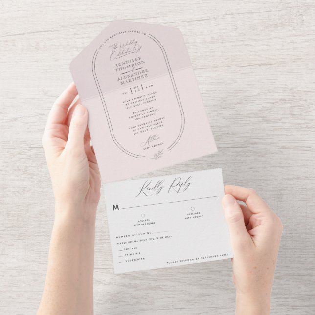 Casamento Rosa Claro E De Ar Moderno, Tudo Em Um I (Aba destacável)