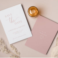Casamento Rosa Elegante Guarde O Cartão De Data