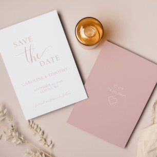 Casamento Rosa Elegante Guarde O Cartão De Data