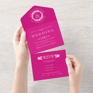Casamento rosa magenta cor-de-rosa branco da Vinta