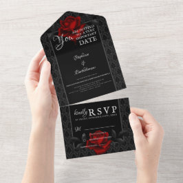 Casamento Rosa Preta Damasco Gótica