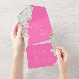 Casamento Rosa Quente Branco Elegante, Tudo Em Um