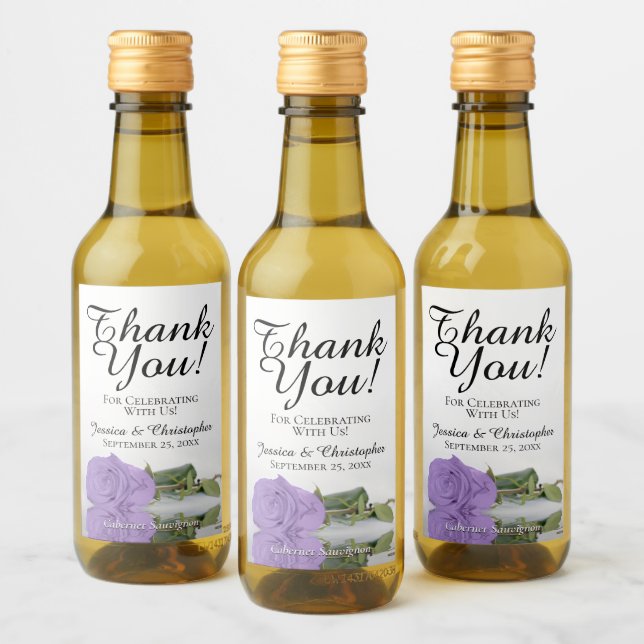 Casamento Rosa Roxo lavanda Obrigado Mini (Garrafas)