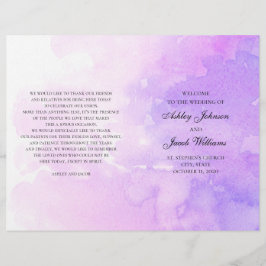 Casamento roxo aquarela. Programa lavanda dobrado