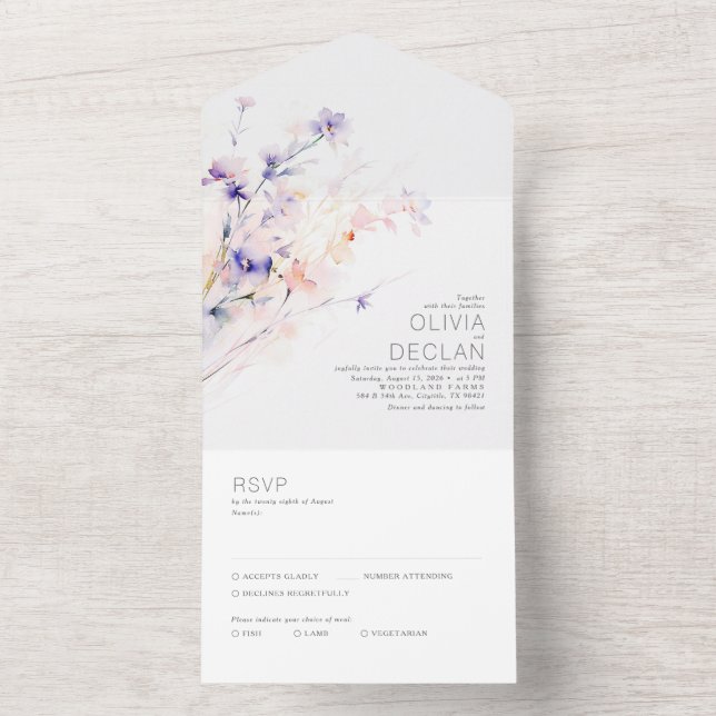 Casamento Roxo das Flores de Água Molhada Elegante (Interno)