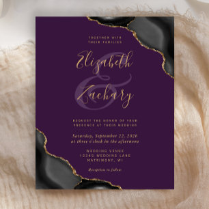 Casamento Roxo de Cantos Pretos de Agato Dourado