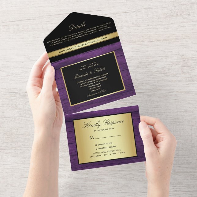 Casamento Roxo Dourado e Preto (Aba destacável)