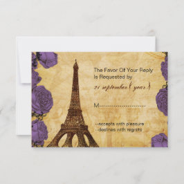 casamento roxo em torre eiffel rsvp 3.5 x 5