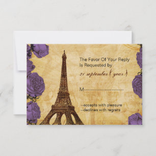 casamento roxo em torre eiffel rsvp 3.5 x 5