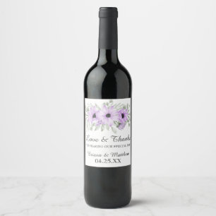 Casamento Roxo Floral Favorece Rótulo De Vinho