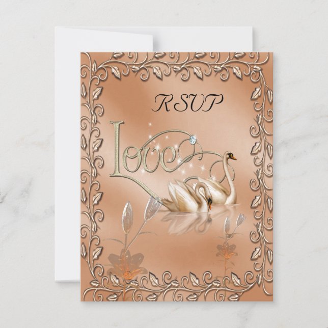 Casamento Rsvp Amor Cisnes Floral (Frente)