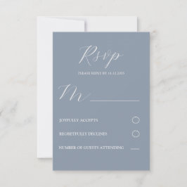 Casamento RSVP Azul e Branco Simples Dusty