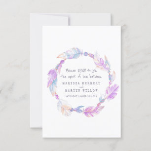 Casamento RSVP Boho feather Rubor tribal