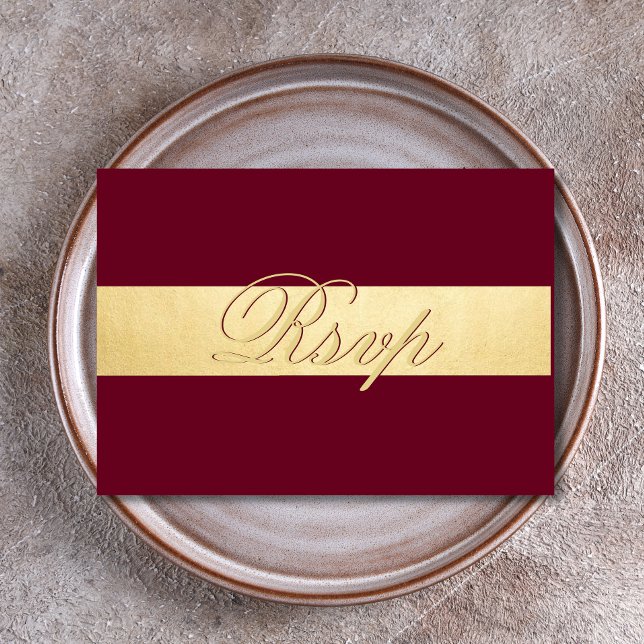 Casamento RSVP Burgundy Outono Elegante Personaliz (Criador carregado)