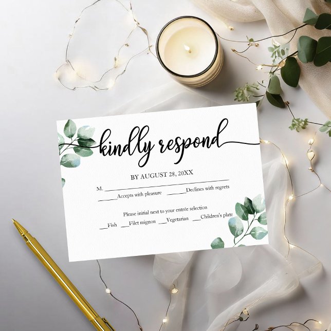 Casamento RSVP Card Greenery Calliografia (Criador carregado)