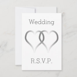 Casamento RSVP Card Silver Hearts