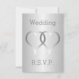 Casamento RSVP Card Silver Hearts