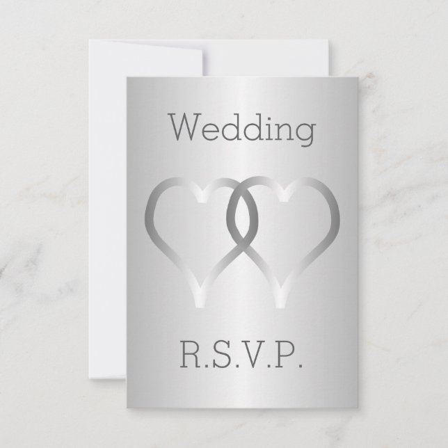 Casamento RSVP Card Silver Hearts (Frente)