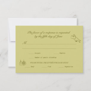 Casamento RSVP Chartreuse Olive Ilustrada