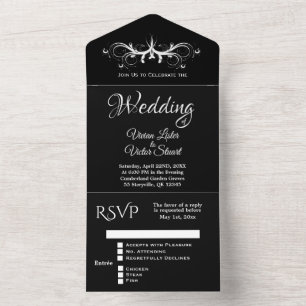Casamento Rsvp Clássico Negro e Branco