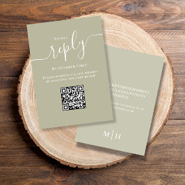 Casamento RSVP Código QR Elegante Sage Green