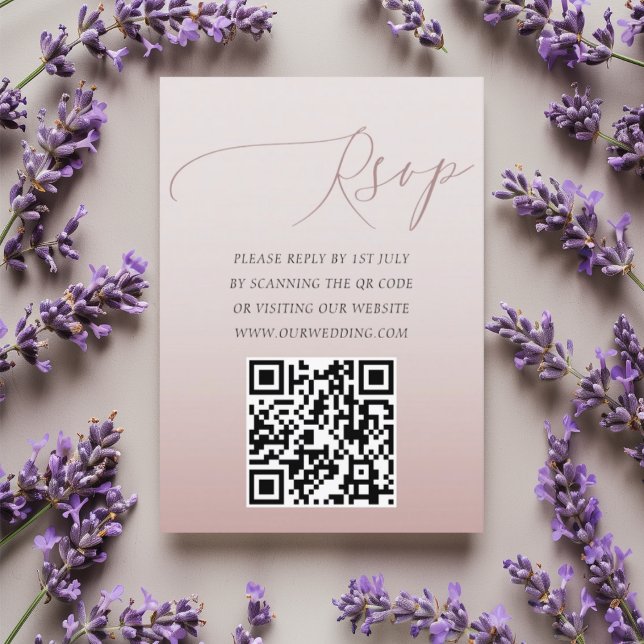 Casamento RSVP Código QR Rosa Dourado Minimalista (Criador carregado)