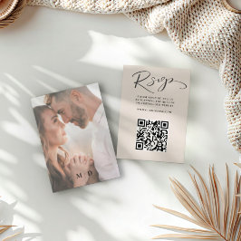Casamento RSVP com Código QR Bege Moderno