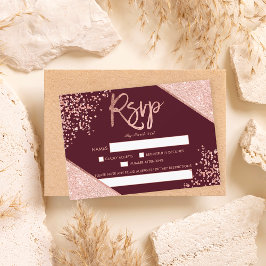 casamento rsvp com rosa dourado confetti burgundy