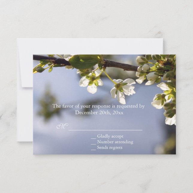 Casamento RSVP de cereja branca (Frente)