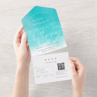 Casamento RSVP de Código QR de Destino de Praia Co