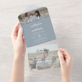 Casamento RSVP de Código QR de Foto Azul 2 com Dus